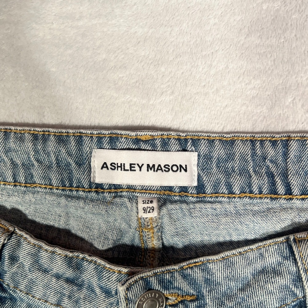 Ashley Mason Bow Jeans Womens Size 9/29 Wide Leg Light Wash Baggy Coquette Boho - Picture 3 of 12